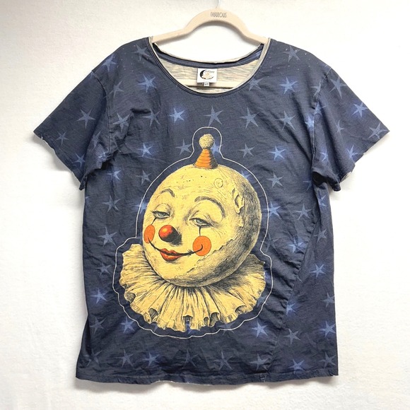 Jaded Gypsy Tops - Jaded Gypsy Moon Dance Tee Women S/M Moon Wander Blue Star Clown Graphic Shirt